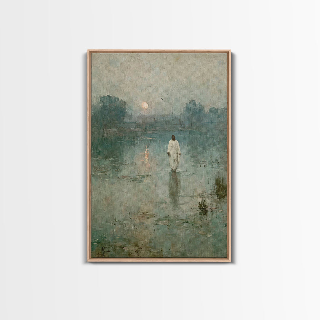 Calm Waters Glory | Framed Canvas Print | Christian Art Painting | Jesus Painting | Modern Christian Art | Christian Wall Art | Christian G