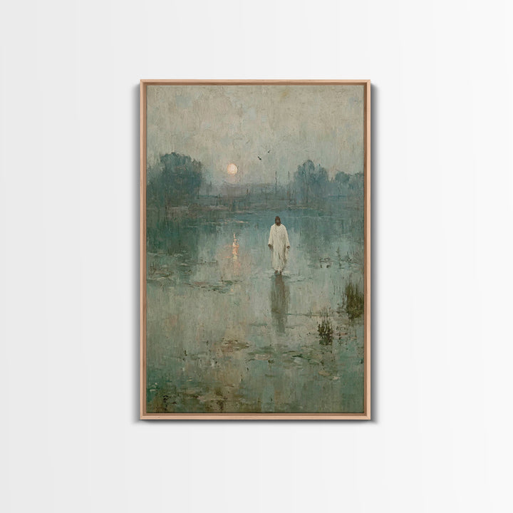 Calm Waters Glory | Framed Canvas Print | Christian Art Painting | Jesus Painting | Modern Christian Art | Christian Wall Art | Christian G