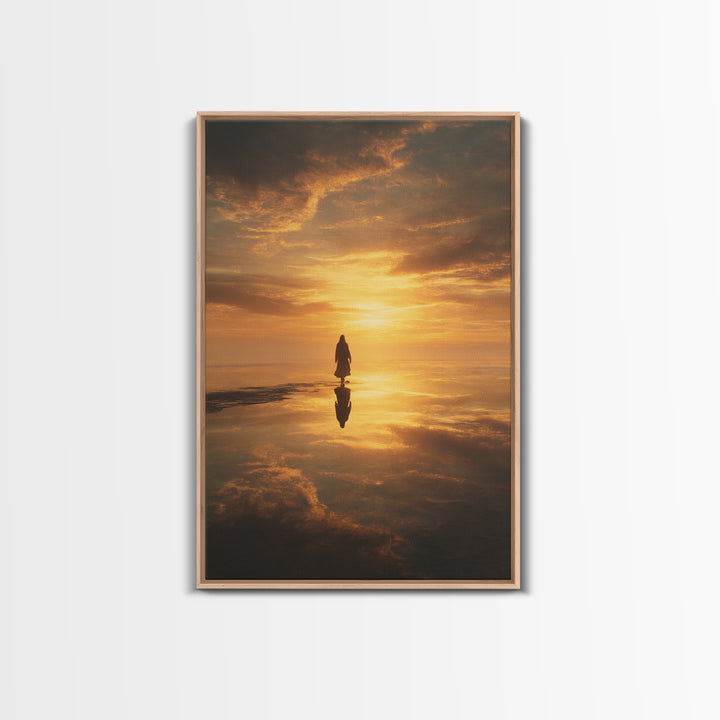 Eternal Sunrise Path, Framed Canvas Print, Christian Art Canvas, Jesus Christmas Art, Christian Wall Art, Moody Christmas Art, Christian Gi