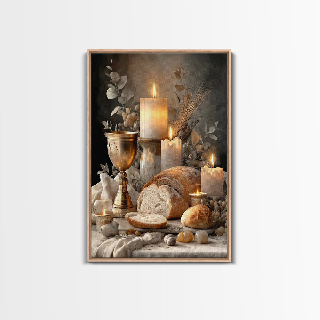 Graceful Still Table, Framed Canvas Print, Christian Wall Art, White Christmas Art, Christian Art Canvas, Christian Decor