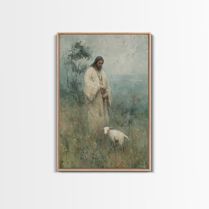 Gentle Shepherd Light | Framed Canvas Print | Christian Paintings | Jesus Art Print | Subtle Christian Art | Christian Art Canvas | Christi