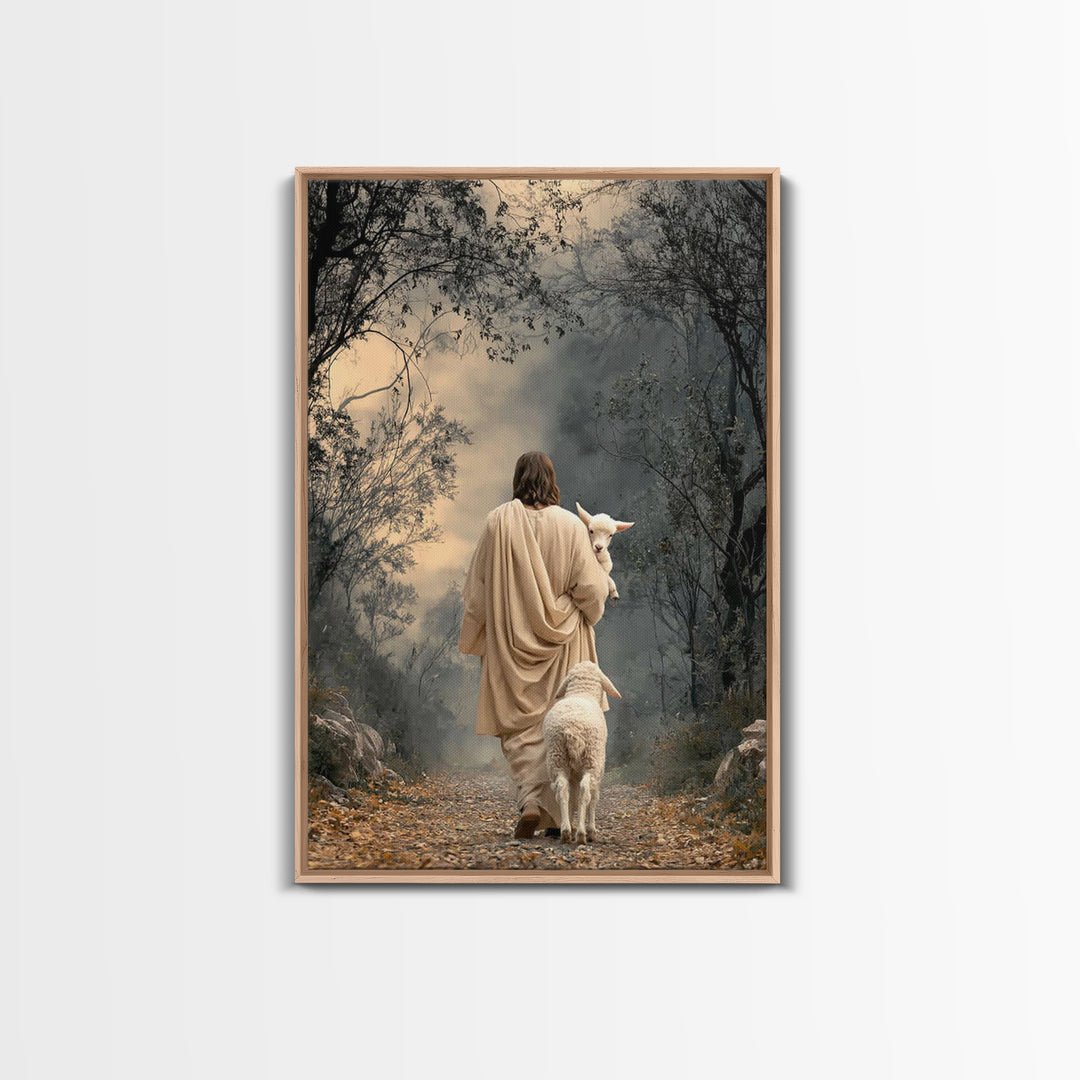 Lamb Of Peace – Framed Canvas Print – Christian Art Print – Jesus Painting – Christian Wall Art – Christian Art Gift – Modern Christian Art
