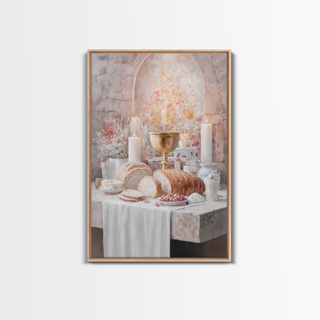 Candlelit Blessings | Framed Canvas Print | Christian Art Canvas | Christian Wall Art | Moody Christian Art | Christmas Art Prints