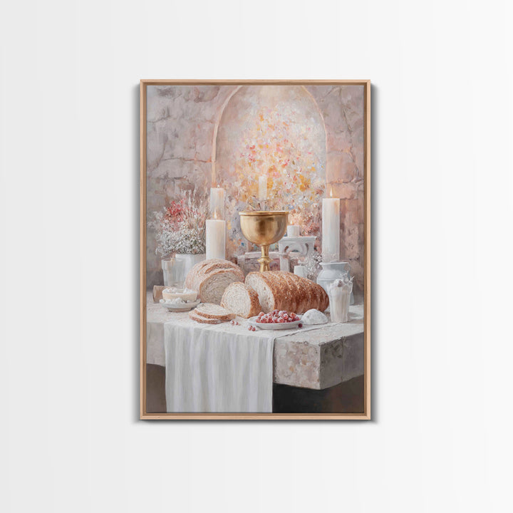 Candlelit Blessings | Framed Canvas Print | Christian Art Canvas | Christian Wall Art | Moody Christian Art | Christmas Art Prints