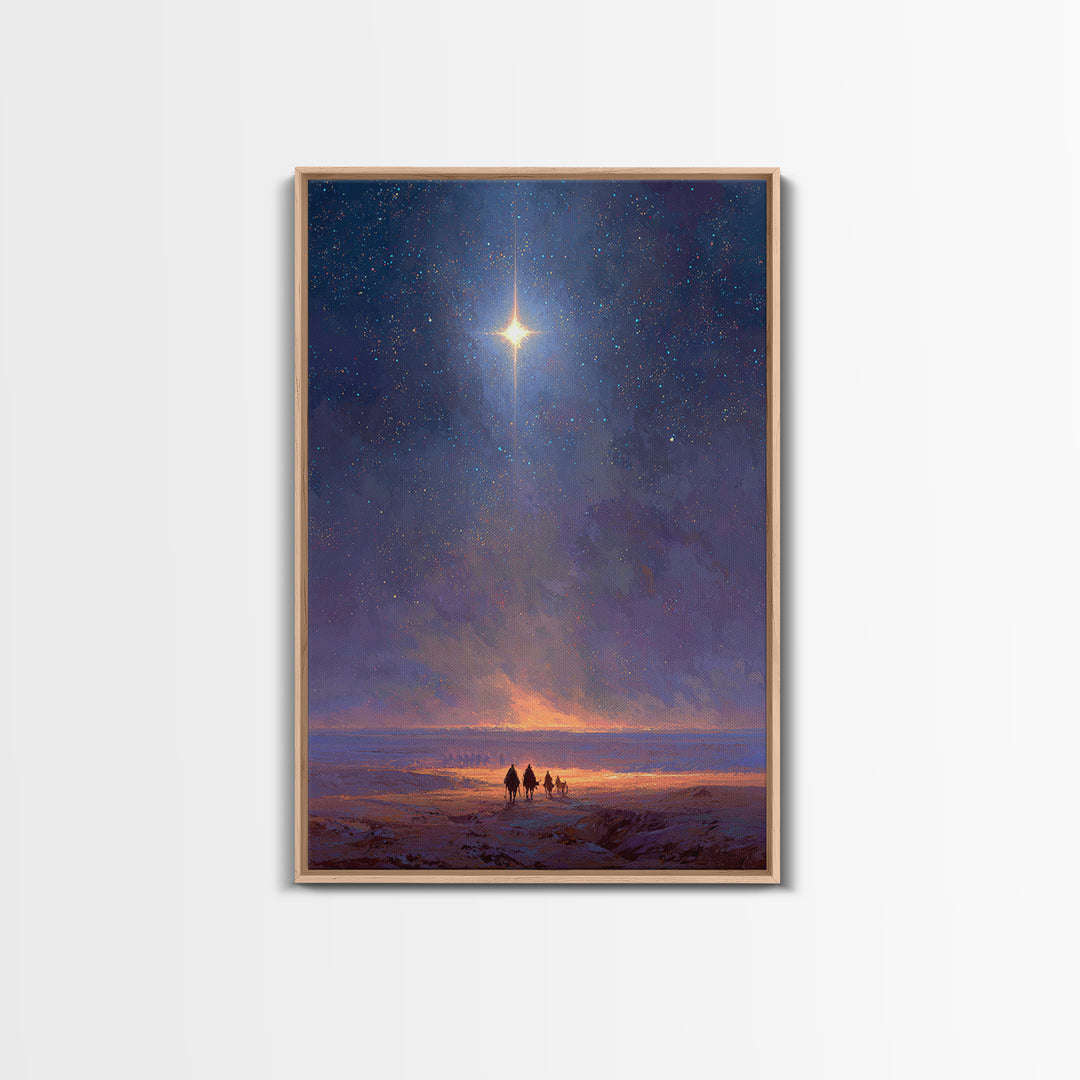 Journey Of Light | Framed Canvas Print | Christian Christmas Art | Christmas Wall Art | Christian Art Canvas | Modern Christian Art