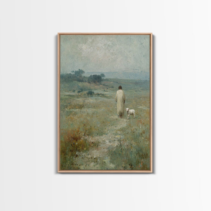 Quiet Meadow Steps – Framed Canvas Print – Christian Art – Christian Art Canvas – Christian Wall Art – Jesus Painting – Christian Art Print