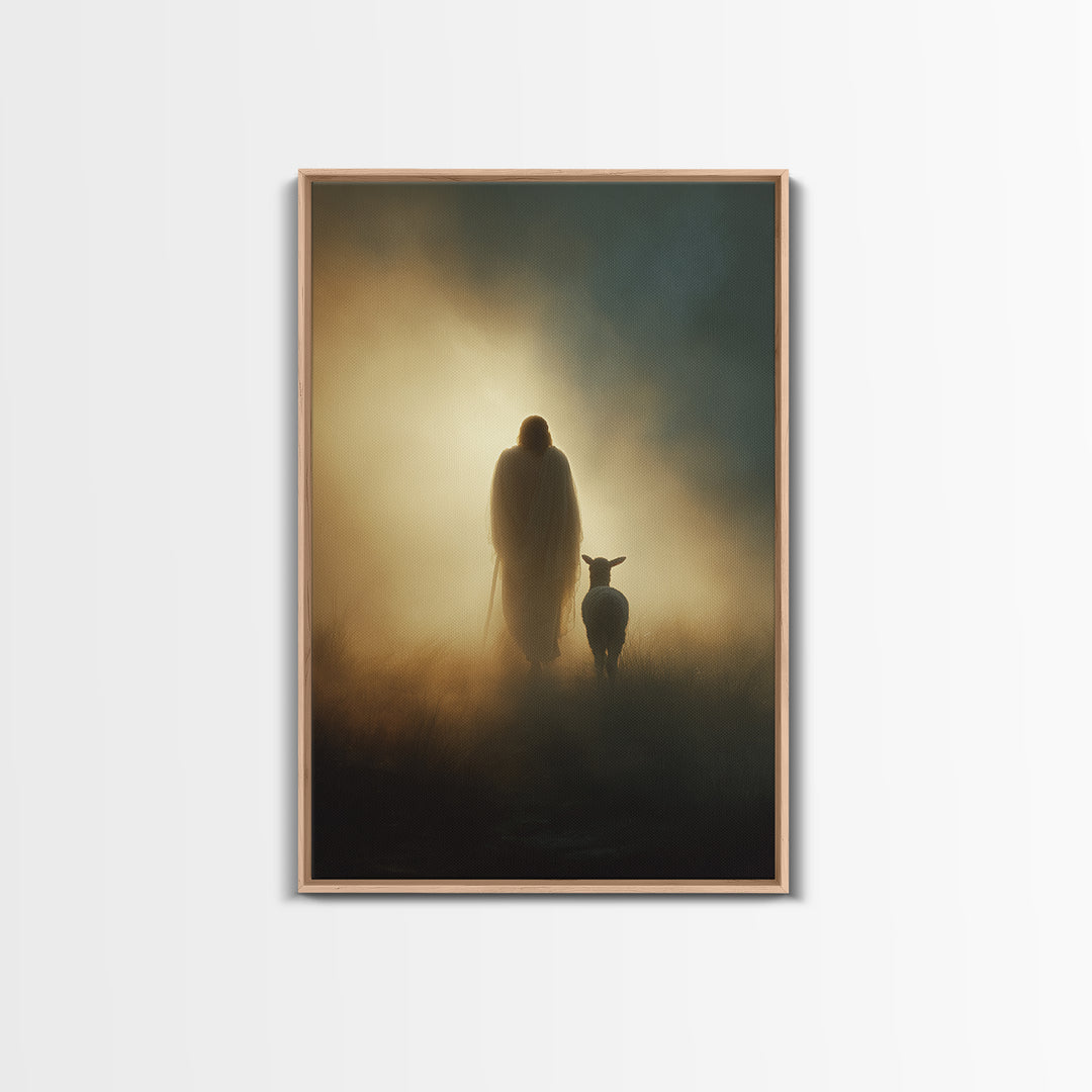 Heaven’s Lantern Glow, Framed Canvas Print, Christian Wall Art, Christian Art Canvas, Christian Art, Jesus Painting, Christian Christmas Ar
