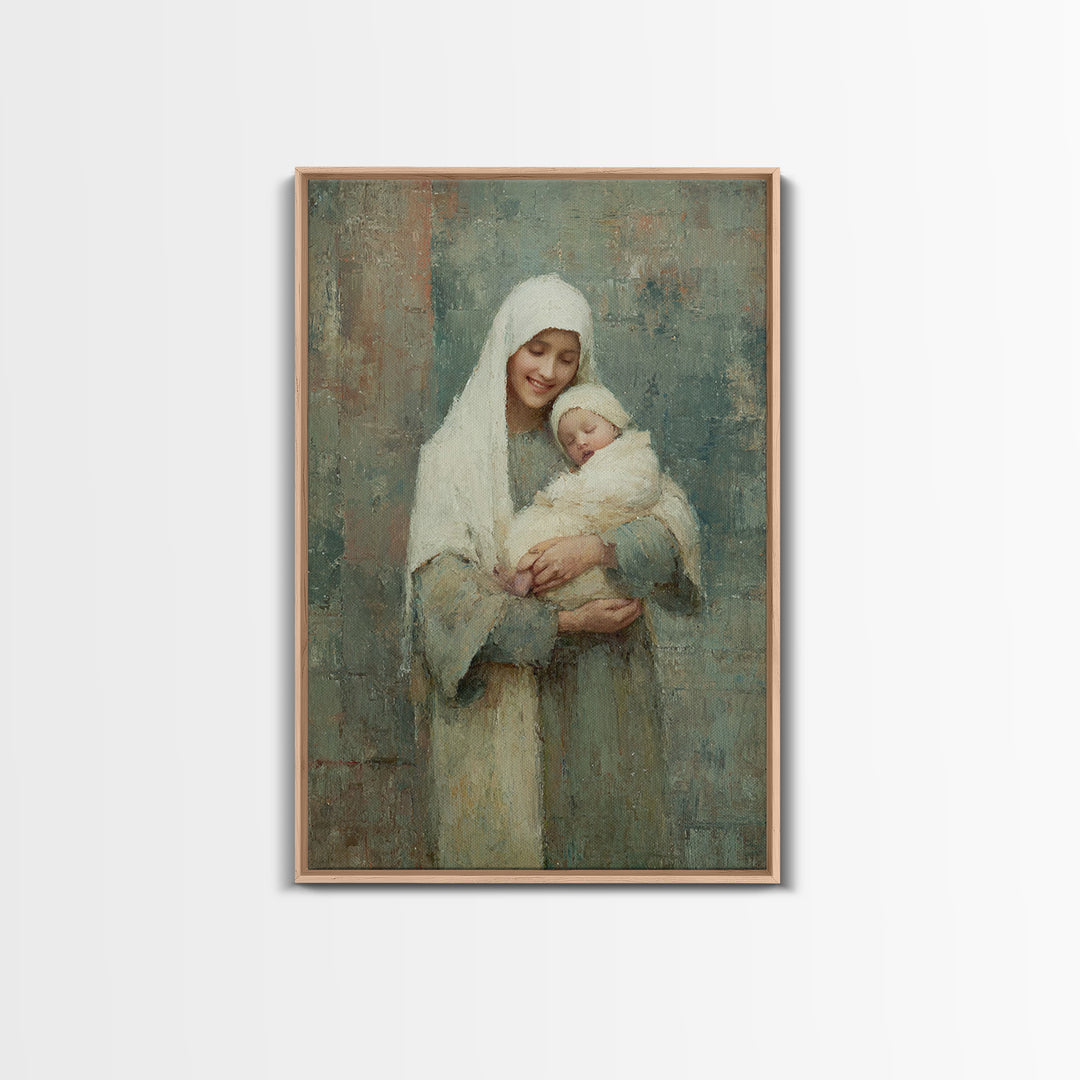 Blessed Embrace - Framed Canvas Print - Christian Art Canvas - Christian Wall Art - Christian Christmas Art - Jesus Painting - Christian De