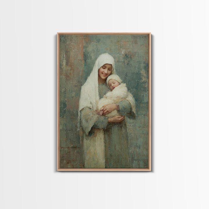 Blessed Embrace - Framed Canvas Print - Christian Art Canvas - Christian Wall Art - Christian Christmas Art - Jesus Painting - Christian De
