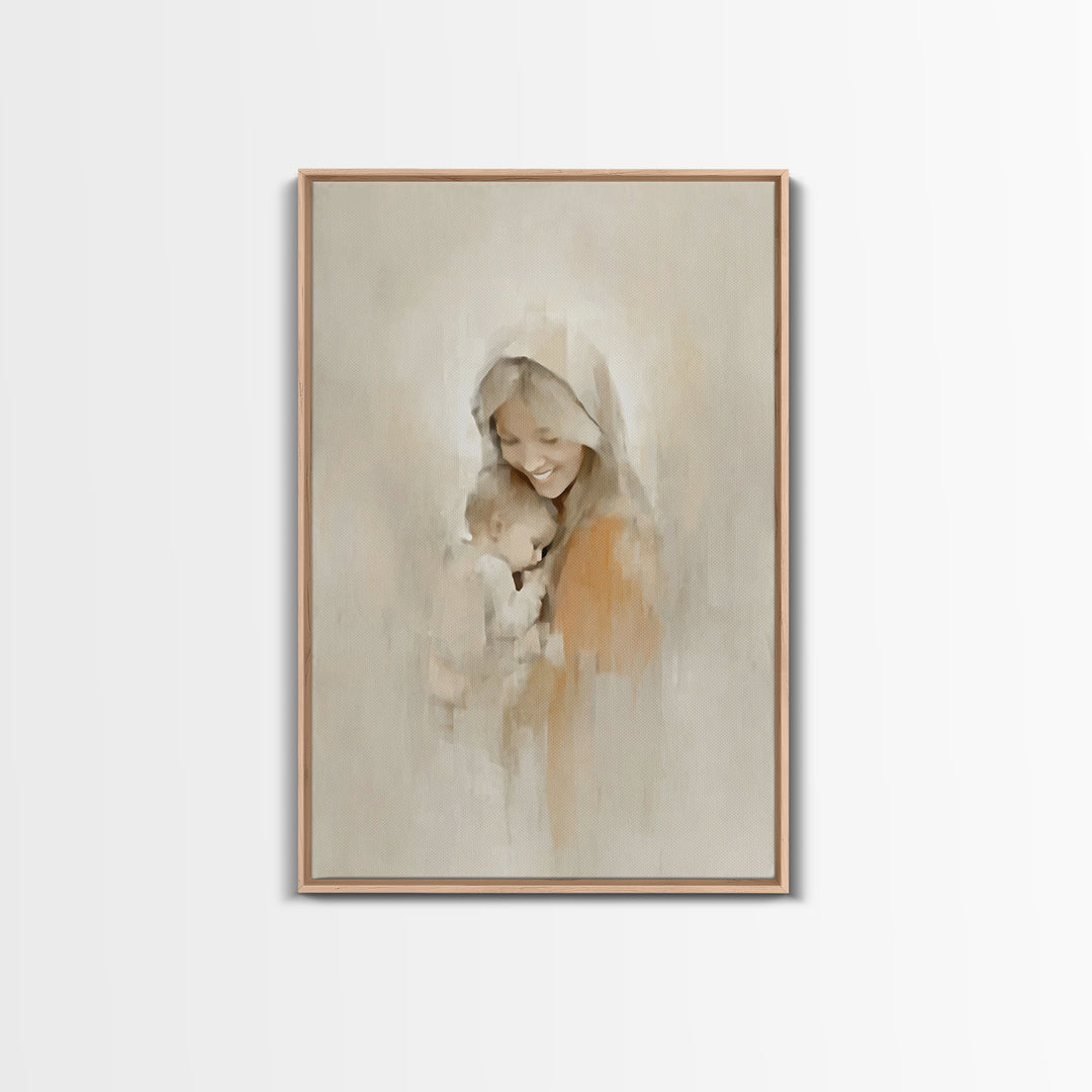 Radiant Mercy - Framed Canvas Print - Christian Wall Art - Christian Art Canvas - Vintage Christian Art - Mary And Jesus Painting - Christi