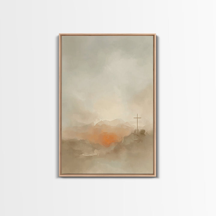 Crosslight Horizon – Framed Canvas Print – Christian Art Canvas – Christian Wall Art – Abstract Christian Art – Christian Decoration