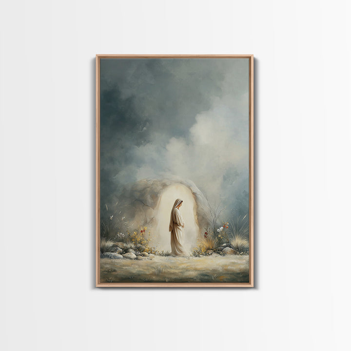 Tombside Dawn – Framed Canvas Print – Christian Art – Christian Art Canvas – Subtle Christian Art – Christian Wall Art – Christian Painting