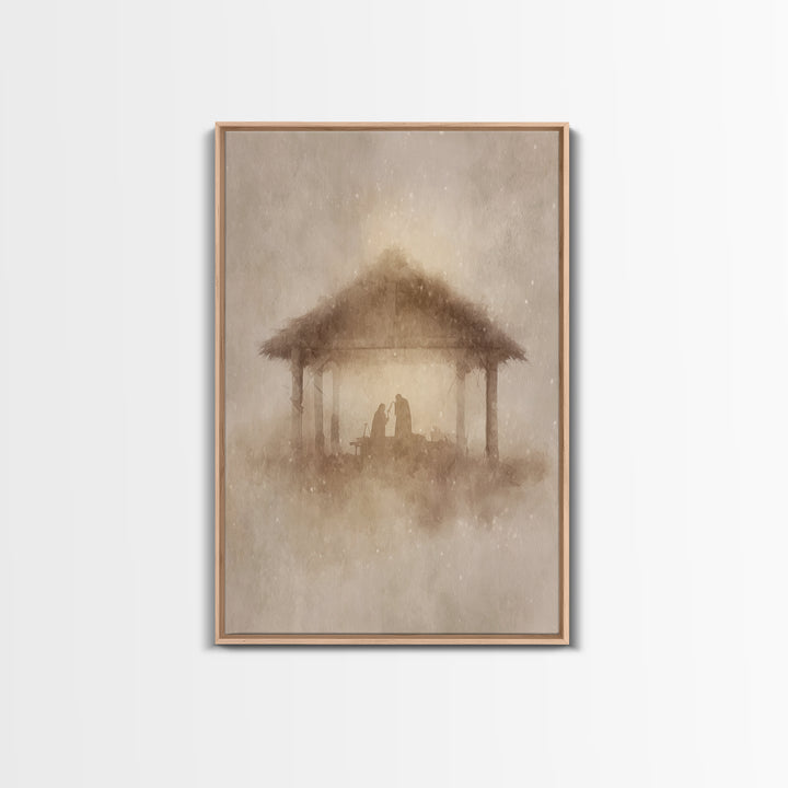 Humble Manger Glow | Framed Canvas Print | Christmas Art | Christian Christmas Decor | Christian Art Canvas | Christmas Wall Art