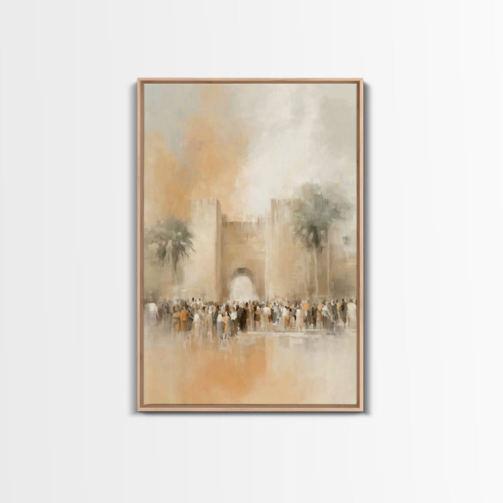 Hosanna At The Gate – Framed Canvas Print – Christian Wall Art – Christian Art Canvas – Christian Paintings – Moody Christian Art