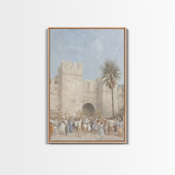 Palm Day Rejoicing, Framed Canvas Print, Christian Art Canvas, Christian Wall Art, Subtle Christian Art, Christian Art Prints