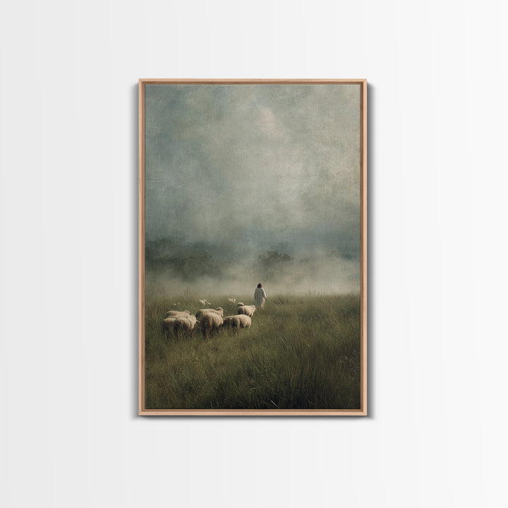 Blessed Shepherd Path – Framed Canvas Print – Jesus Painting – Christian Art Canvas – Christian Wall Art – Large Christian Painting