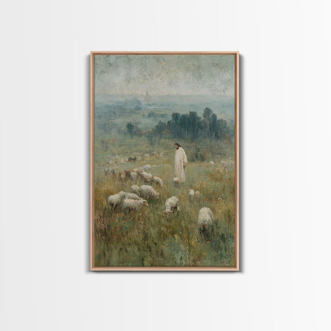 Hillside Blessing - Framed Canvas Print - Jesus Painting - Christian Art Canvas - Christian Wall Art - Pastoral Scenery - Christian Gift Id