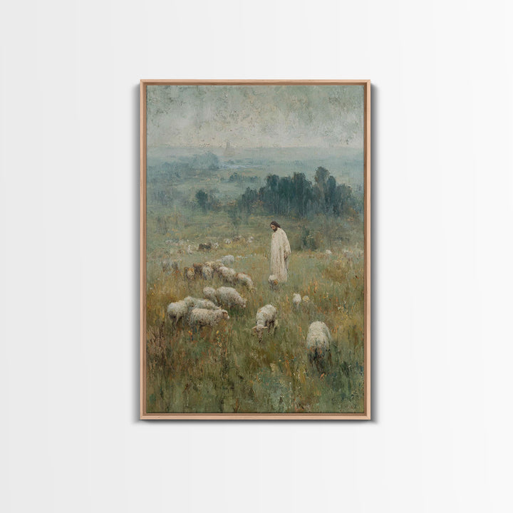 Hillside Blessing - Framed Canvas Print - Jesus Painting - Christian Art Canvas - Christian Wall Art - Pastoral Scenery - Christian Gift Id