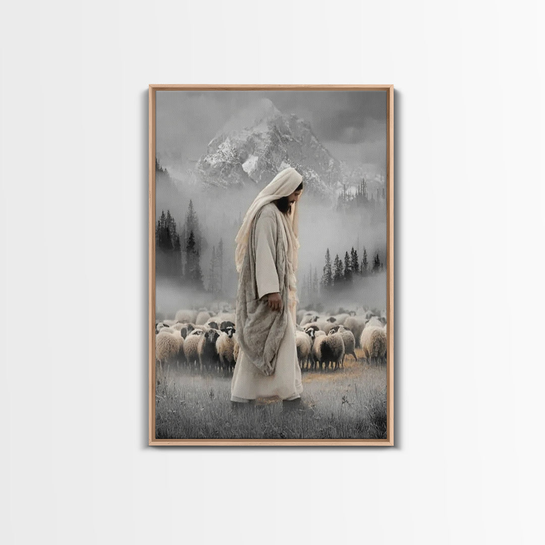 Mountain Mercy - Framed Canvas Print - Christian Wall Art - Jesus Painting - Christian Art Canvas - Moody Christian Art - Christmas Art