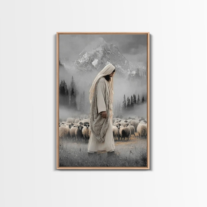 Mountain Mercy - Framed Canvas Print - Christian Wall Art - Jesus Painting - Christian Art Canvas - Moody Christian Art - Christmas Art