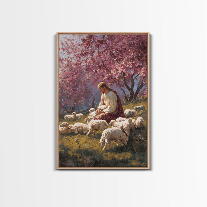 Blossoms Of Peace - Framed Canvas Print - Christian Art Canvas - Jesus Painting - Christian Wall Art - Spring Christian Art - Christian Gif