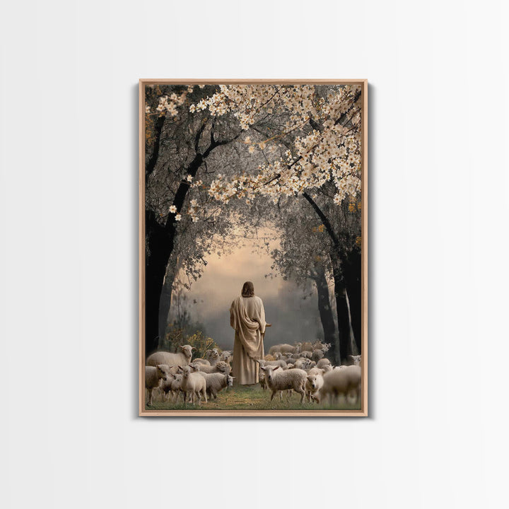 Blossom Path – Framed Canvas Print – Christian Art Canvas – Christian Art Print – Jesus Painting – Christian Wall Art – Christian Christmas