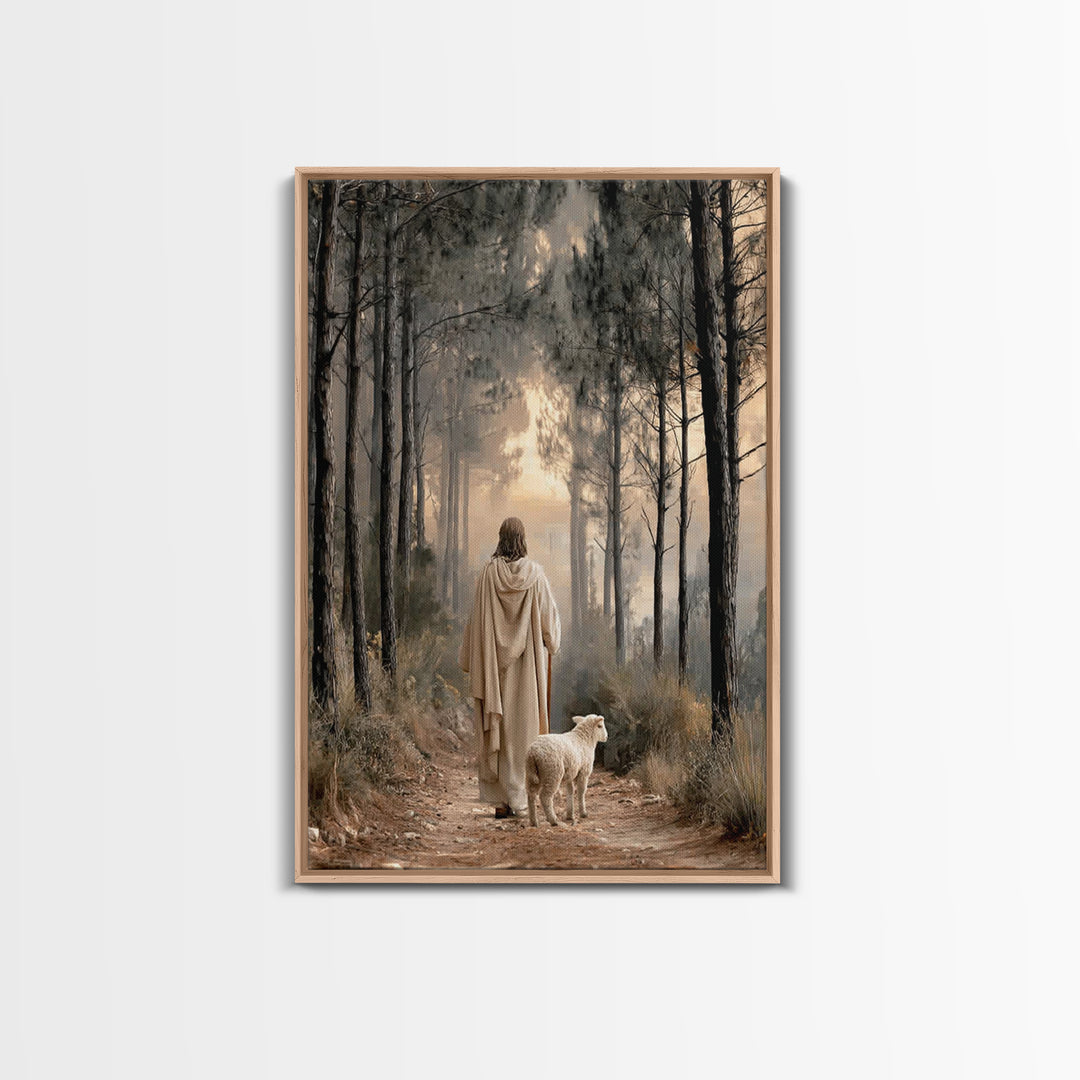 Autumn Ascent – Framed Canvas Print – Christian Wall Art – Jesus Painting – Christian Art Canvas – Minimalist Christian Art – Christian Dec