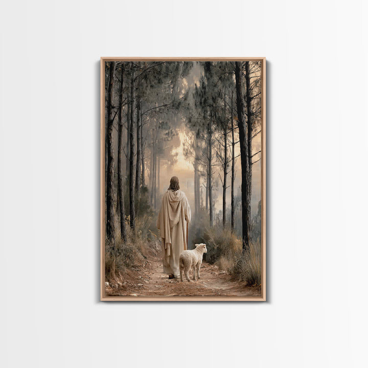Autumn Ascent – Framed Canvas Print – Christian Wall Art – Jesus Painting – Christian Art Canvas – Minimalist Christian Art – Christian Dec