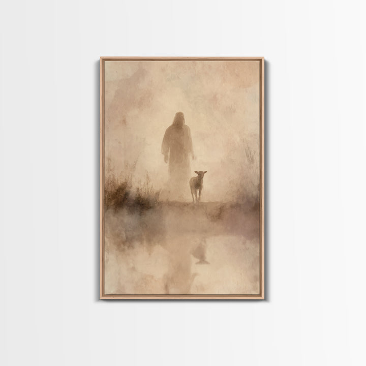 Shepherd’s Dawn – Framed Canvas Print – Christian Wall Art – Jesus Painting – Christian Art Canvas – Vintage Christian Art – Christian Art