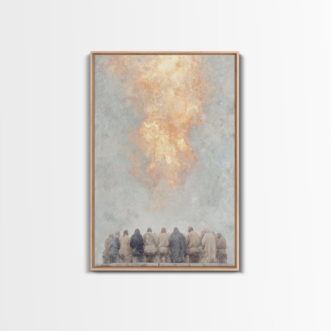 Pentecost Flame – Framed Canvas Print – Christian Wall Art – Christian Art Canvas – Christian Painting – Vintage Christian Art – Christian