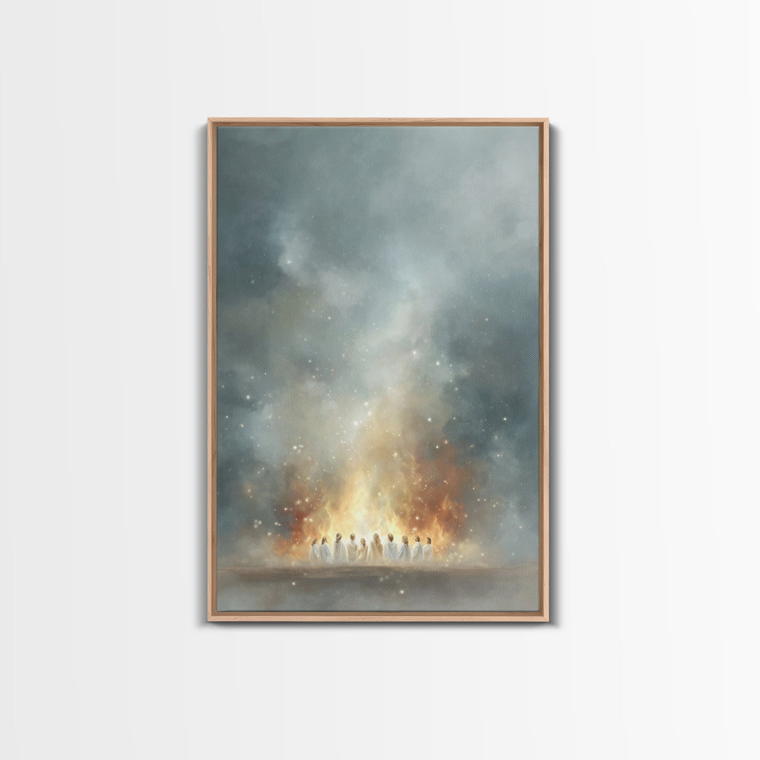 Heavenly Fire – Framed Canvas Print – Christian Wall Art – Christian Art Canvas – Jesus Painting – Moody Christian Art – Large Christian Pa