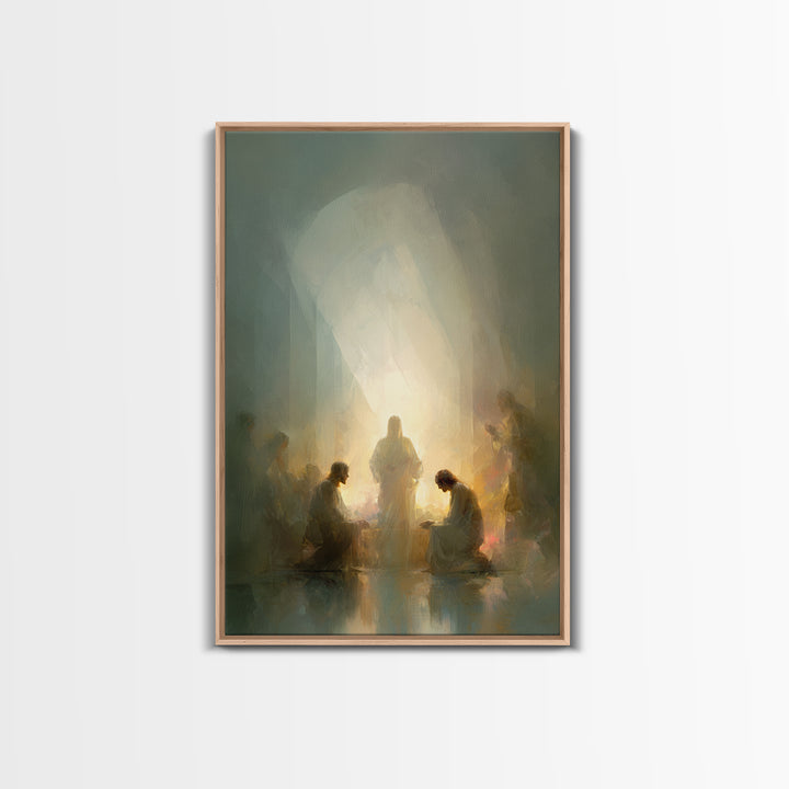 Radiant Supper – Framed Canvas Print – Christian Art Canvas – Christian Wall Art – Modern Christian Painting – Jesus Painting – Christian A