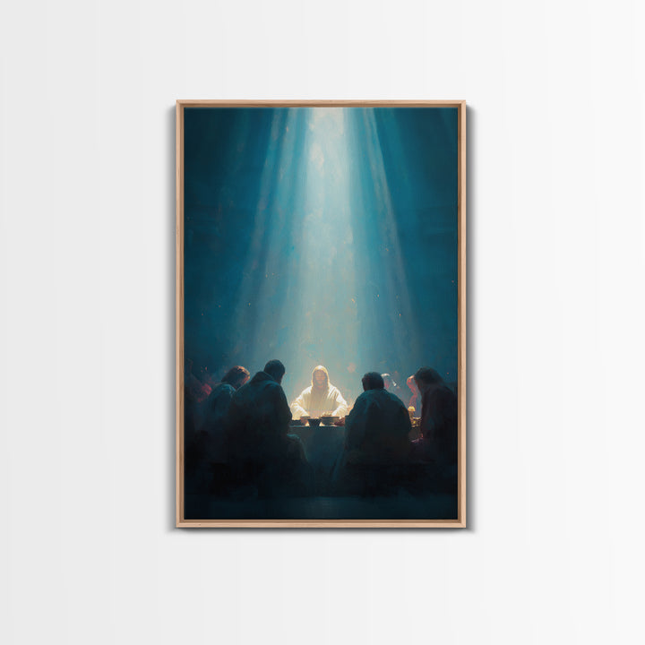 Light Of Communion – Framed Canvas Print – Christian Art Canvas – Christian Wall Art – Large Christian Painting – Moody Christian Art – Jes