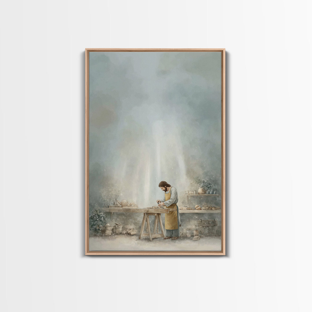 Workshop Of Faith – Framed Canvas Print – Christian Wall Art – Christian Art Canvas – Modern Christian Art – Subtle Christian Art – Christi