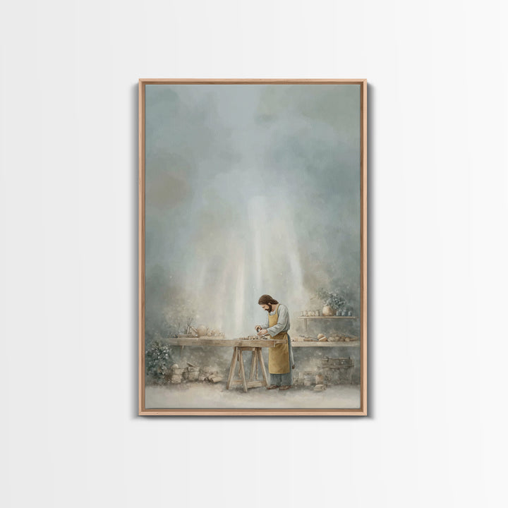 Workshop Of Faith – Framed Canvas Print – Christian Wall Art – Christian Art Canvas – Modern Christian Art – Subtle Christian Art – Christi