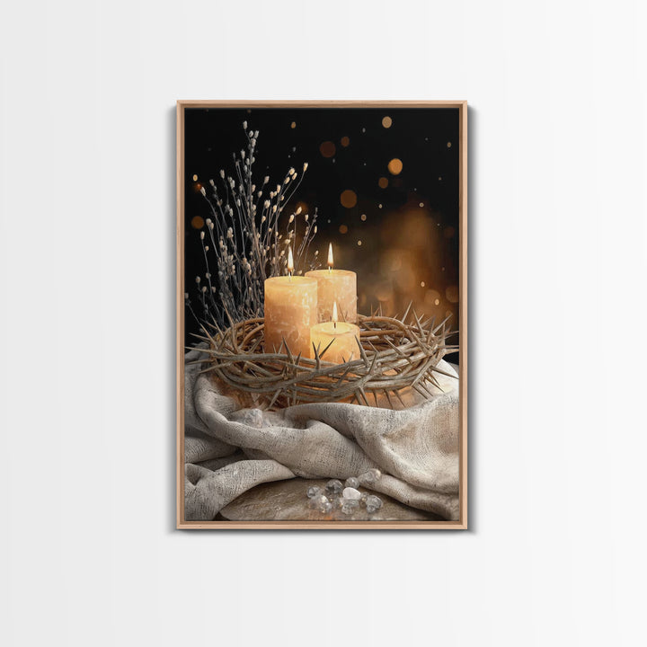 Crown Of Light – Framed Canvas Print – Christian Wall Art – Christian Art Canvas – Christmas Art – Christian Decor – Moody Christian Art