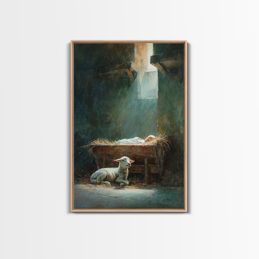 Father’s Gentle Watch – Framed Canvas Print – Christian Wall Art – Jesus Painting – Christian Art Canvas – Christmas Art Prints – Christian