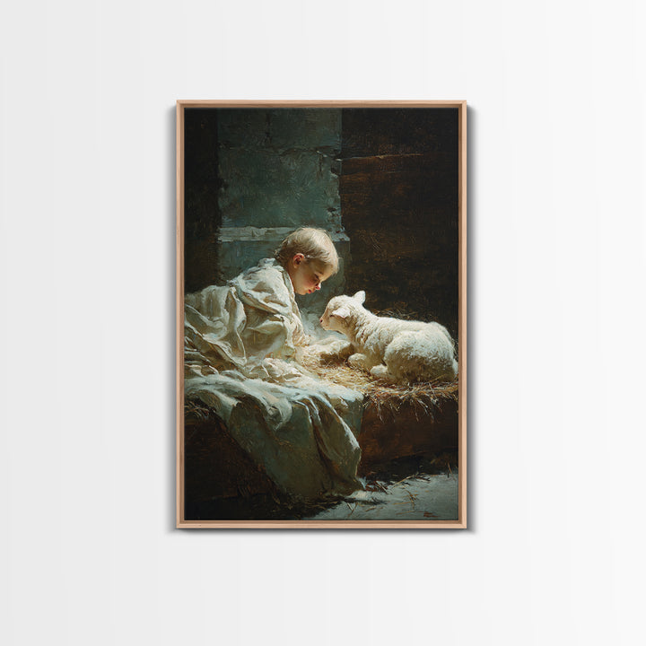 Holy Child Light – Framed Canvas Print – Christian Art Canvas – Christian Wall Art – Jesus Christmas Art – Vintage Christian Art – Christia