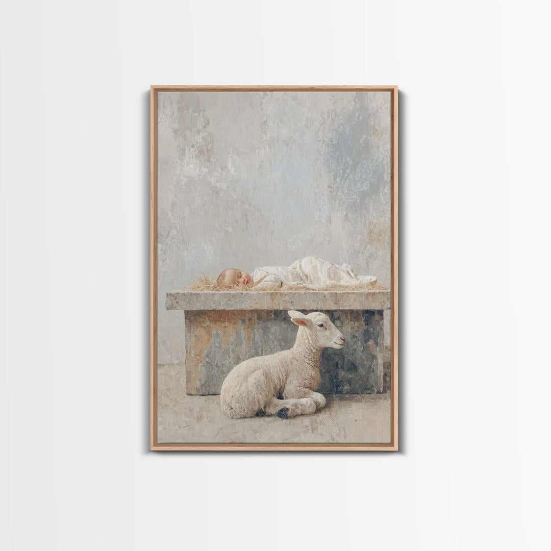 Manger Quiet Hope – Framed Canvas Print – Christian Wall Art – Christian Christmas Art – Christian Art Canvas – Subtle Christian Art – Jesu