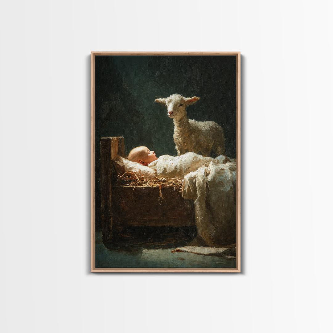 Gentle Watch Grace – Framed Canvas Print – Christian Art Canvas – Modern Christian Painting – Christian Wall Art – Jesus Christmas Art – Ch