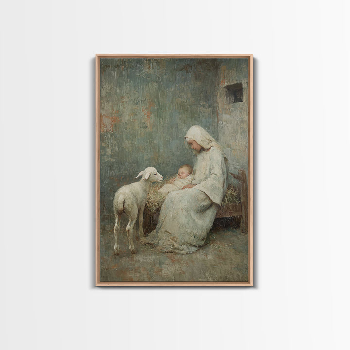 Mother’s Tender Rest – Framed Canvas Print – Christian Art Canvas – Vintage Christian Art – Christian Wall Art – Christmas Art – Jesus Pain