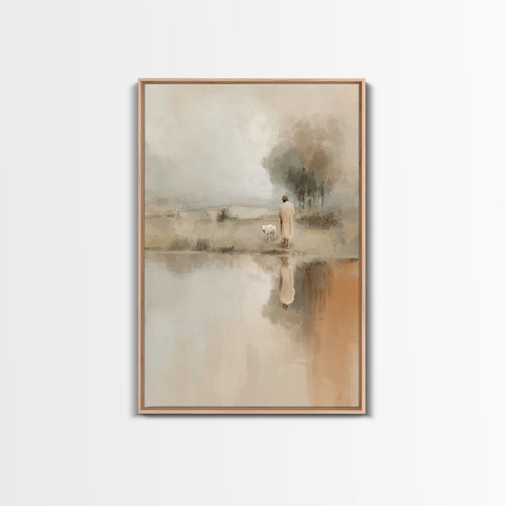 Quiet Shepherd Path – Framed Canvas Print – Christian Wall Art – Jesus Painting – Christian Art Canvas – Pastoral Scenery – Christian Decor