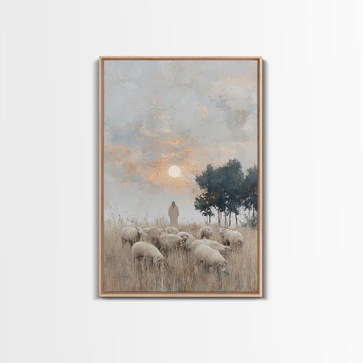 Pasture Of Mercy – Framed Canvas Print – Christian Art Print – Christian Wall Art – Jesus Painting – Christian Art Canvas – Christian Chris
