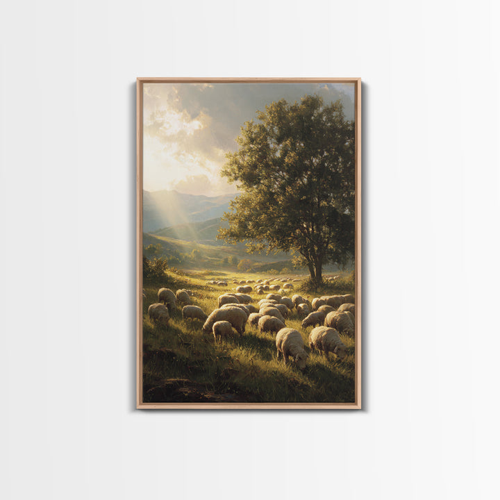 Dawn Of The Shepherds – Framed Canvas Print – Christian Wall Art – Christian Art Canvas – Christian Christmas Art – Pastoral Scenery – Chri