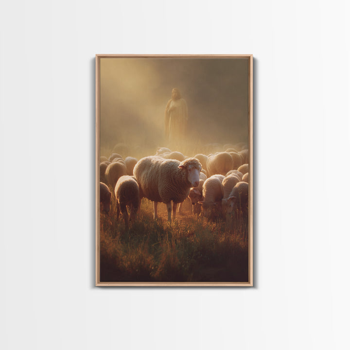Shepherd’s Watchlight – Framed Canvas Print – Jesus Painting – Christian Art Canvas – Christian Christmas Art – Moody Christian Art – Chris