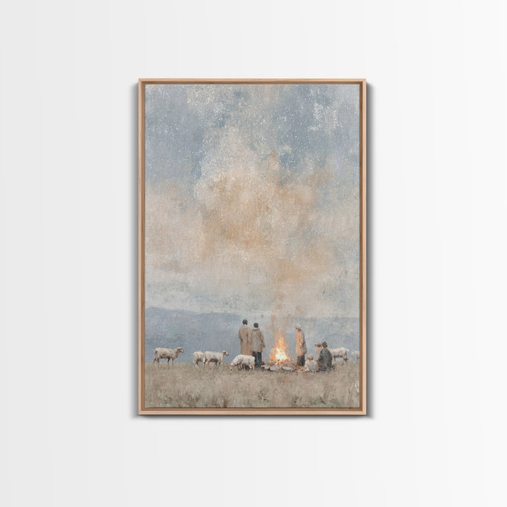 Still Night Vigil – Framed Canvas Print – Christian Art Canvas – Subtle Christian Art – Christian Painting – Christmas Art – Christian Wall