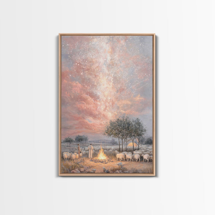 Glory In The Heavens – Framed Canvas Print – Christian Art Canvas – Christmas Art – Christian Wall Art – Christian Christmas Decor – Modern