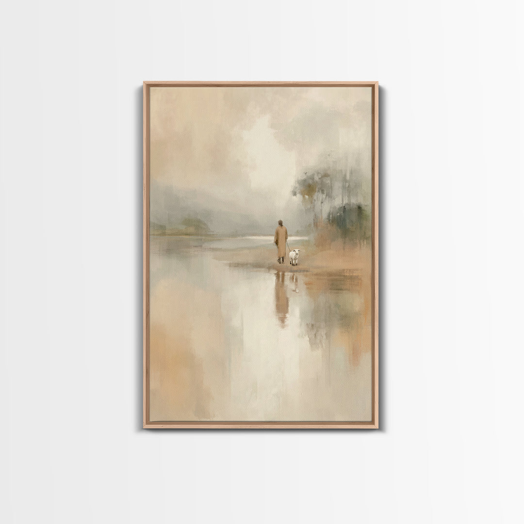 Quiet Shepherd Path – Framed Canvas Print – Christian Wall Art – Christian Art Canvas – Jesus Painting – Subtle Christian Art – Christmas A