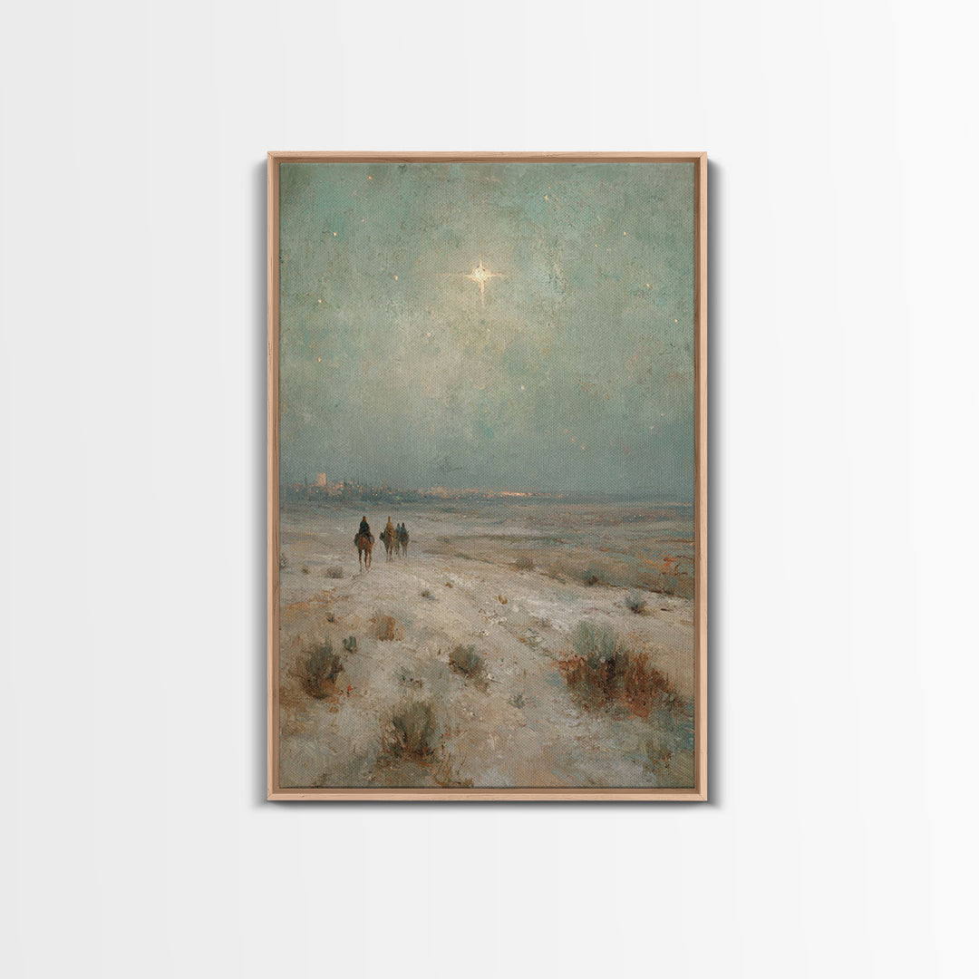 Three Kings Journey | Framed Canvas Print | Christmas Art | Christian Wall Art | Christian Art Canvas | Christian Christmas Art | Vintage C