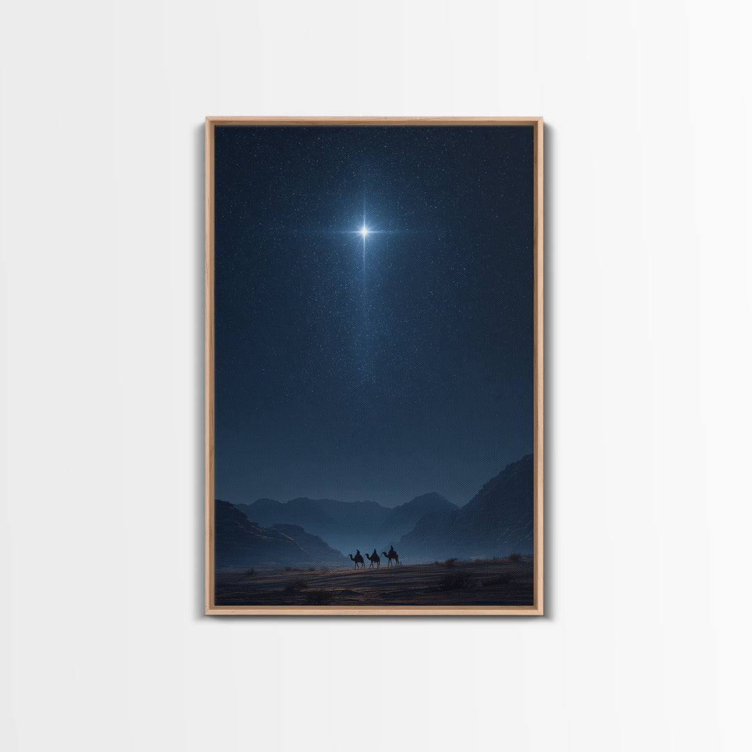 Night Of The Star, Framed Canvas Print, Christmas Art, Christian Wall Art, Christian Art Canvas, Modern Christian Art, Christian Christmas
